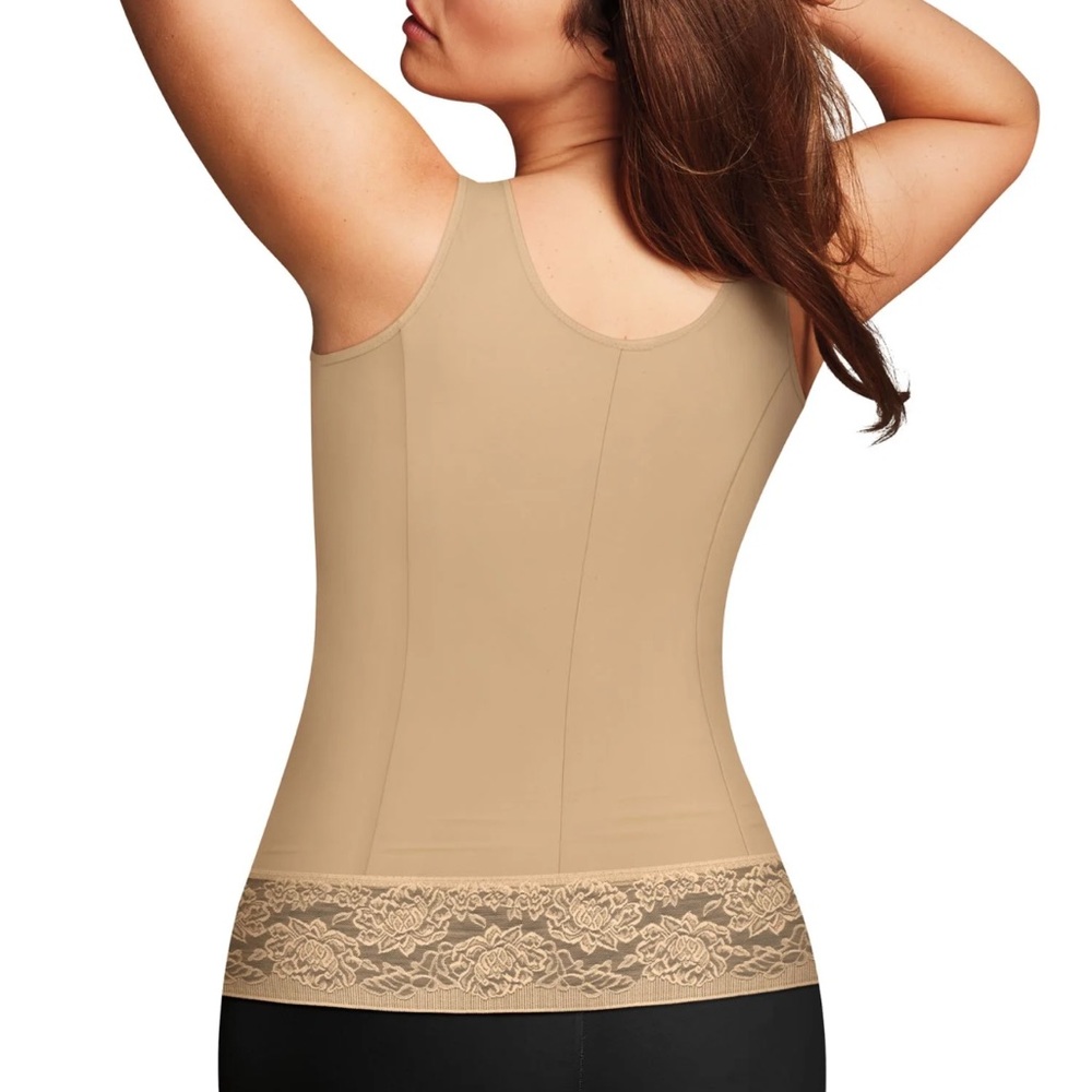 NWT Maidenform open bust torsette beige lace trim shapewear plus size 1X - Picture 2 of 8